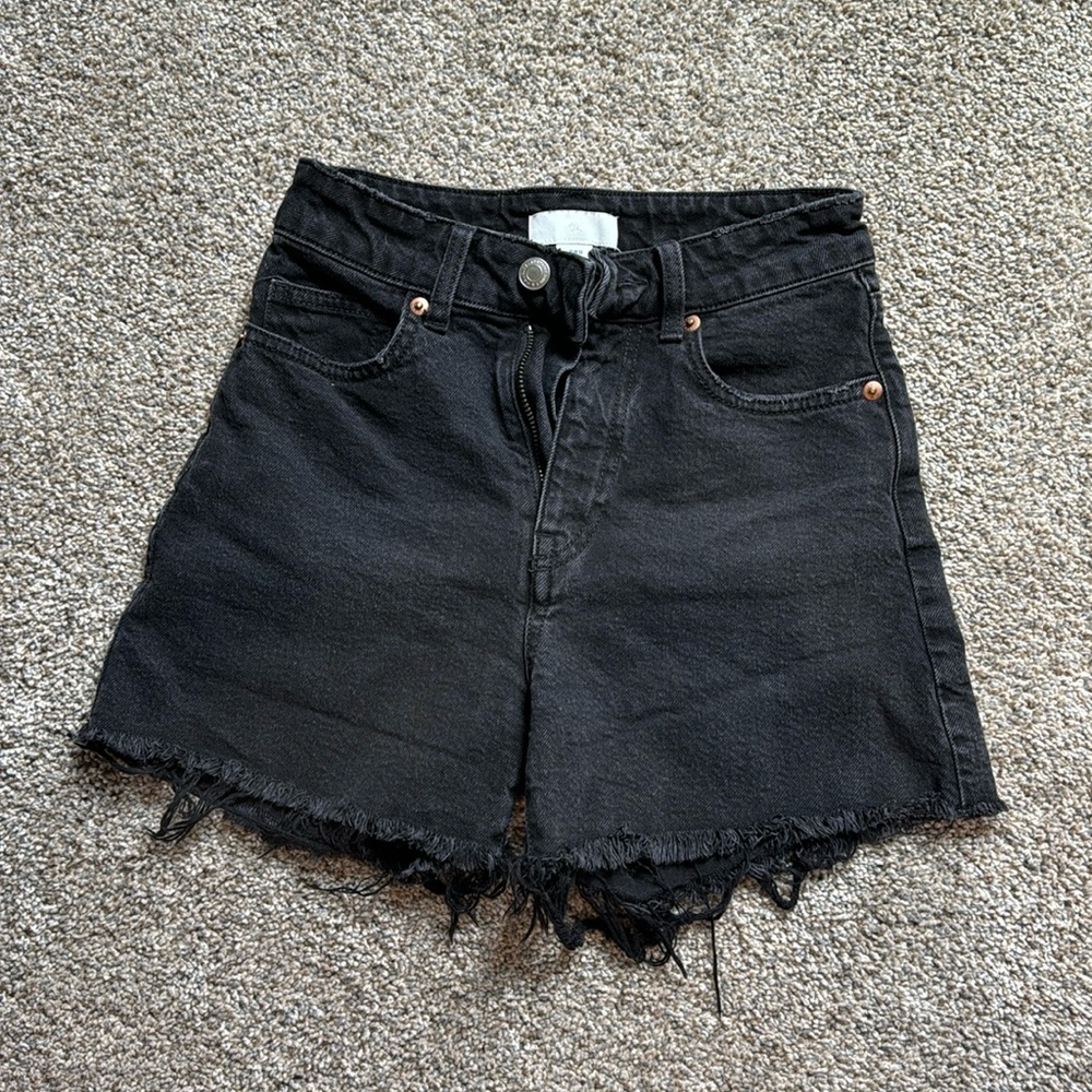 H&M denim high waist jean shorts black